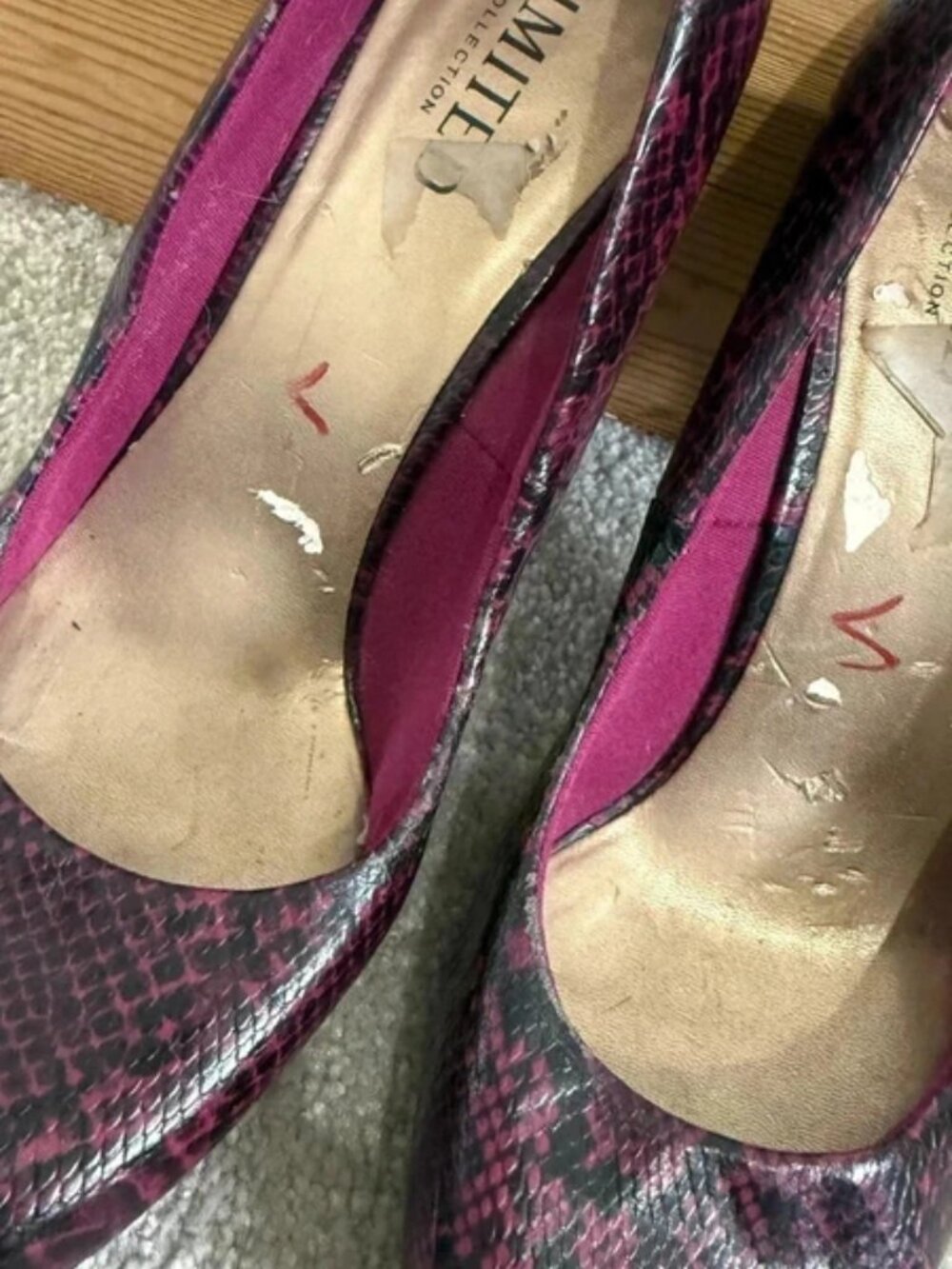 M&S Limited Collection Pink & Black Snake Print Heels Size  5.5 - Picture 3 of 5
